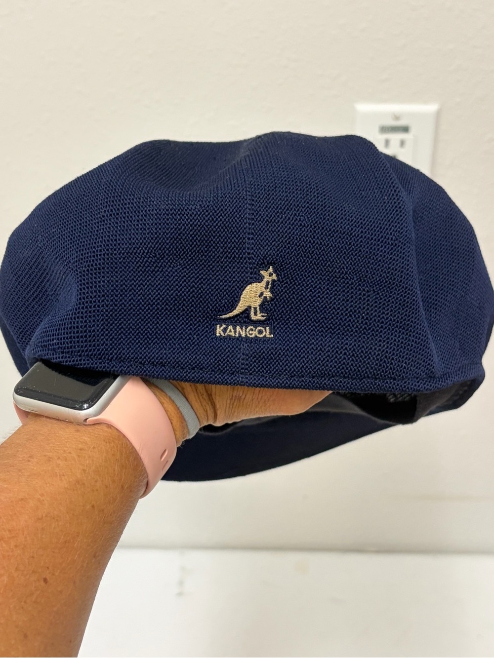 Kangol Navy Blue Newsboy Cap with Gold Logo